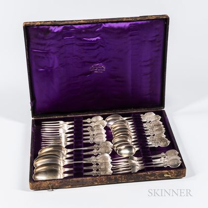 Boxed Set of Albert Coles Coin Silver Flatware
