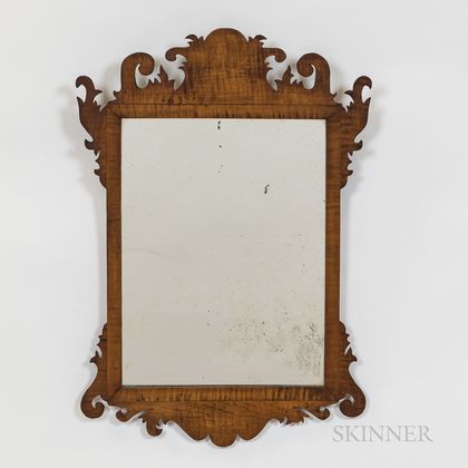Chippendale Carved and Gilt Tiger Maple Mirror