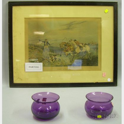 Framed Pair of Colored Aquatint British Hunt Scenes The Death and The