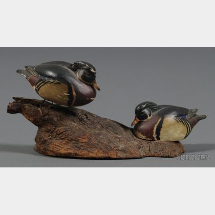 Two Carved and Painted Miniature Wood Duck Figures