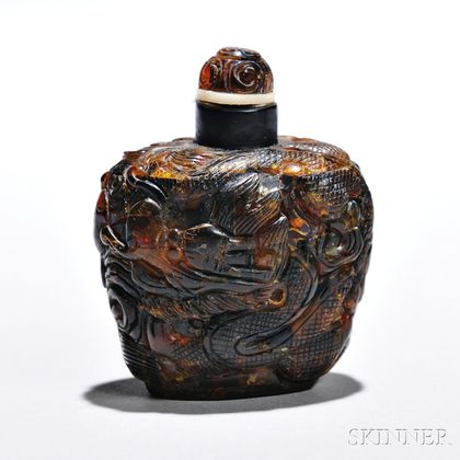 Reconstituted Amber Dragon Snuff Bottle