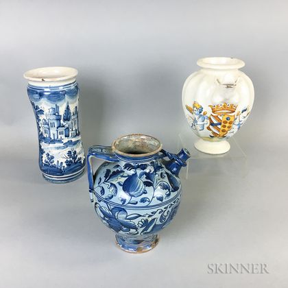 Three Italian Faience Ceramic Vessels