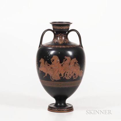 Wedgwood Encaustic Decorated Black Basalt Vase
