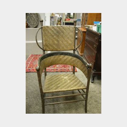 Saratoga Springs Rustic Woven Splint Armchair. 