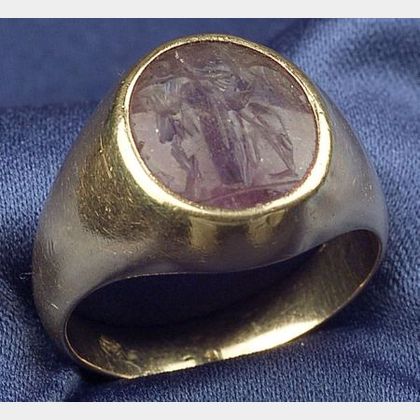 18kt Gold and Amethyst Seal Ring