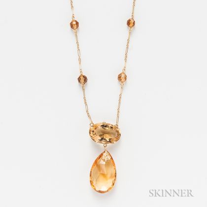 14kt Gold and Citrine Necklace