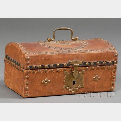 Small Leather-covered Dome-top Trunk