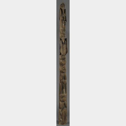 Large Northwest Coast Carved Wood Totem Pole