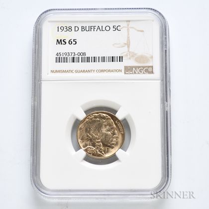 1938-D Buffalo Nickel, NGC MS65. Estimate $20-40