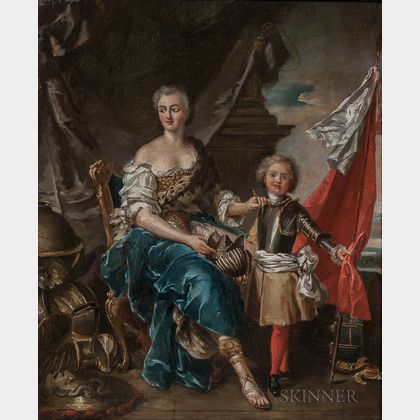 After Jean Marc Nattier (French, 1685-1766),Mademoiselle de Lambesc as Minerva, Arming her Brother the Comte de Brionne/A 19th Century