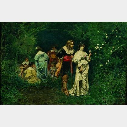 Giacomo Mantegazza (Italian, 1853-1920) A Token of Love in the Garden