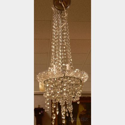 Colorless Cut Glass Chandelier with Prisms