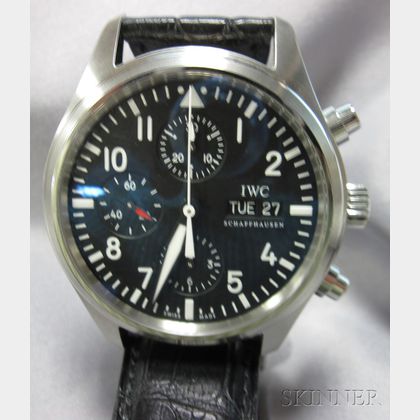 Stainless Steel Chronograph "Pilot" Wristwatch, IWC Schaffhausen
