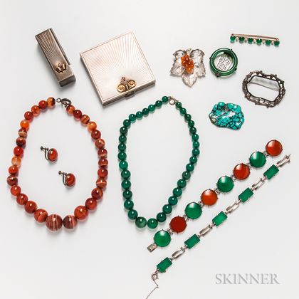 Group of Costume and Hardstone Jewelry and Accessories