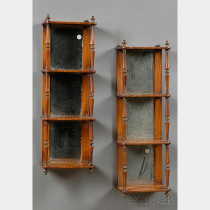 Pair of Sheraton-style Mahogany Four Tier Hanging Shelves
