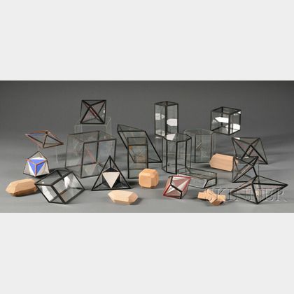 Collection of Glass and Wooden Mineral Models