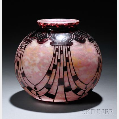 Le Verre Francais Cameo Glass Collier Vase