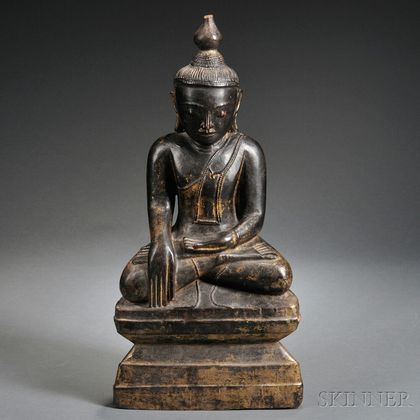 Lacquered and Parcel-gilt Figure of Sakyamuni