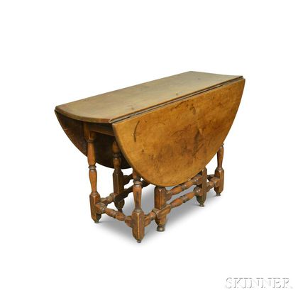 William and Mary Stained Maple Gate-leg Drop-leaf Table