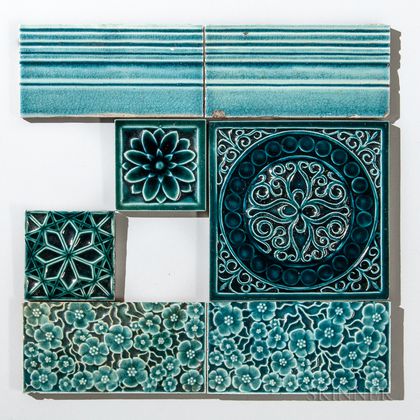 Seven J. & J.G. Low Art Tile Works Art Pottery Tiles 