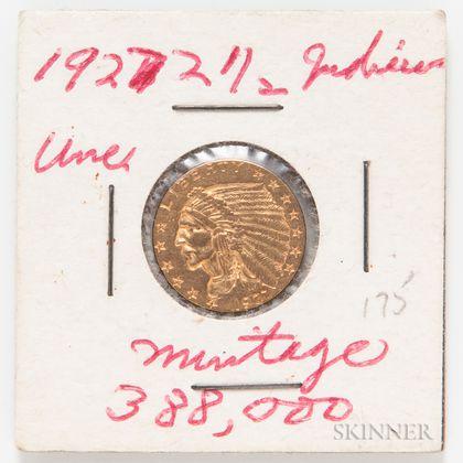 1927 $2.50 Indian Head Quarter Eagle Gold Coin