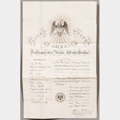 Seward, William (1801-1872) Document Signed, Washington, DC, 21 May 1861.