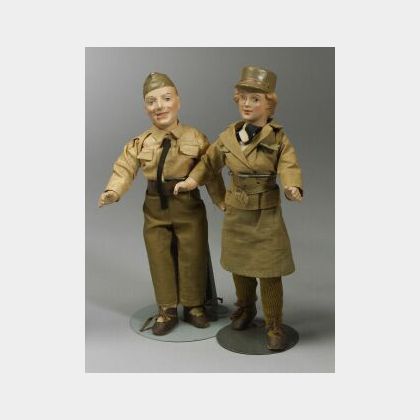Two Freundlich Composition Army Dolls