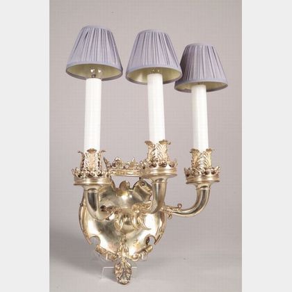 French Silver Plated Three-Light Wall Sconce