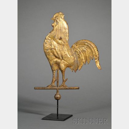 Small Gilt Copper Rooster Weather Vane