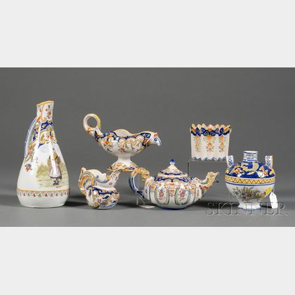 Six French Faience Items