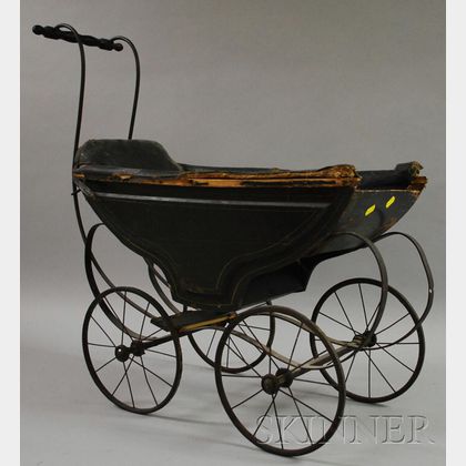 Sold at auction Victorian Black Painted Doll Carriage Auction Number ...