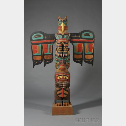 Sold at auction Northwest Coast Polychrome Carved Wood Totem Pole ...