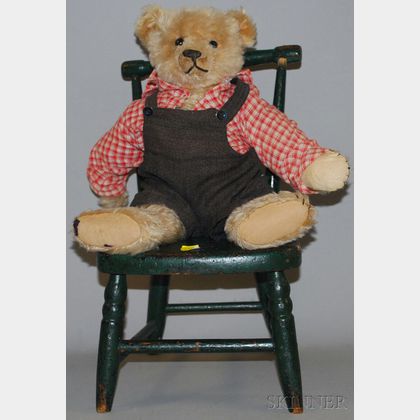 Pale Blonde Mohair Bear with Chair