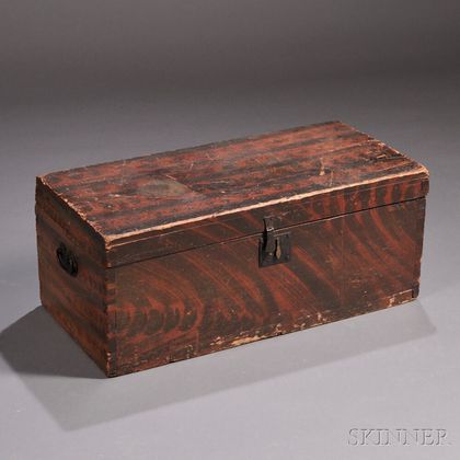 Black and Red Paint-decorated Pine Storage Box