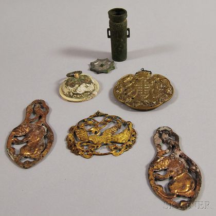 Six Metal Items and a Stone Carving