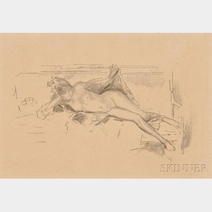 James Abbott McNeill Whistler (American, 1834-1903) Nude Model, Reclining