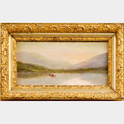 Hudson River Valley School, 19th Century Riverscape with Boater.