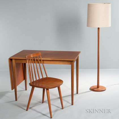 Mid-Century Desk, Chair, and Floor Lamp 
