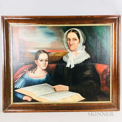 American School, 19th/20th Century Double Portrait of a Mother and Child