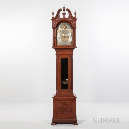 Elliott Quarter-sawn Oak Quarter-chiming Tall Clock