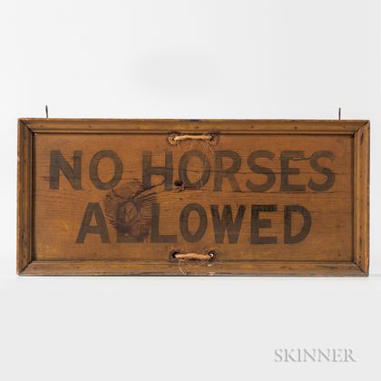 Yellow- and Black-painted "No Horses Allowed" Sign