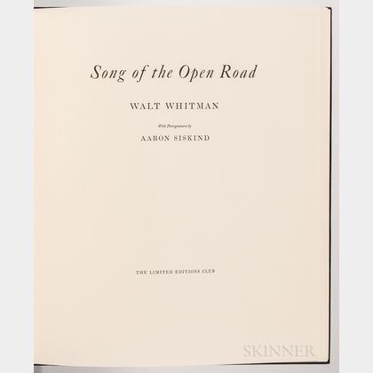 Whitman, Walt (1819-1892) Song of the Open Road, Illustrated and Signed by Aaron Siskind.