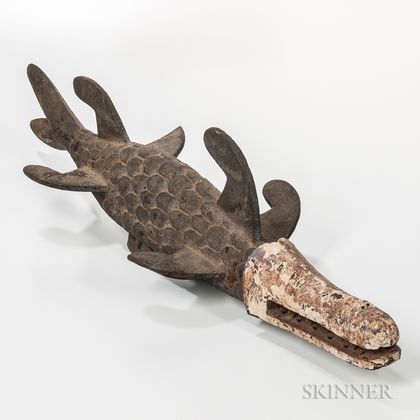 Bobo-style Carved and Painted Wood Crocodile Mask