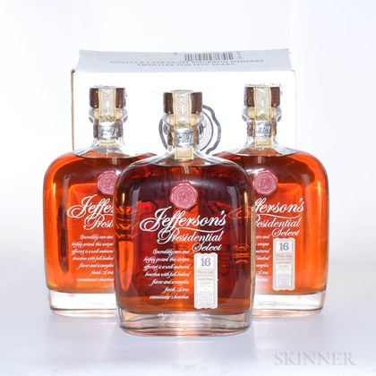Jeffersons Presidential Select Bourbon 16 Years Old, 3 750ml bottles (oc) 