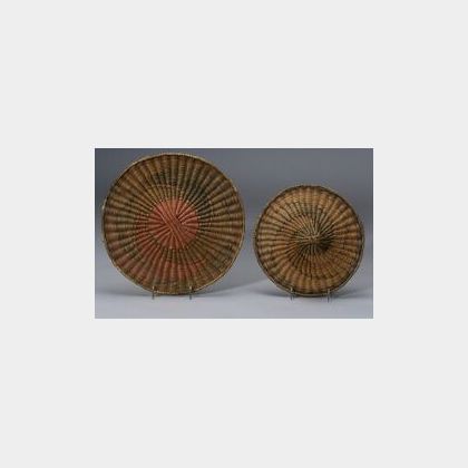 Two Southwest Polychrome Wicker Plaques
