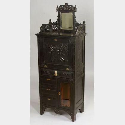 American Aesthetic Movement/Eastlake Carved and Ebonized Side Cabinet