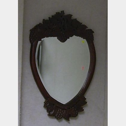 Victorian Grape Carved Hardwood Mirror. 