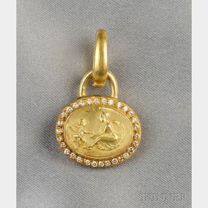 18kt Gold and Diamond Reversible Pendant/Enhancer, Doris Panos