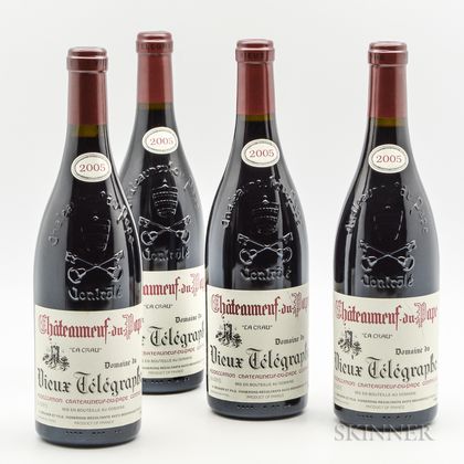 Vieux Telegraphe Chateauneuf du Pape La Crau 2005, 4 bottles 