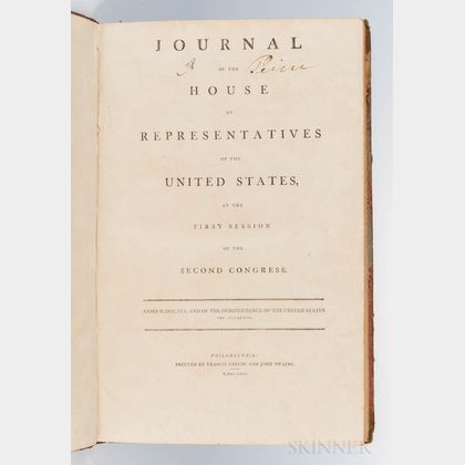 Journal of the House of Representatives of the United States, at the First Session of the Second Congress.